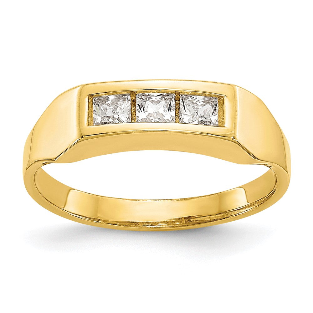 10k Polished 3-Stone CZ Size 3 Baby / Childs Channel Ring