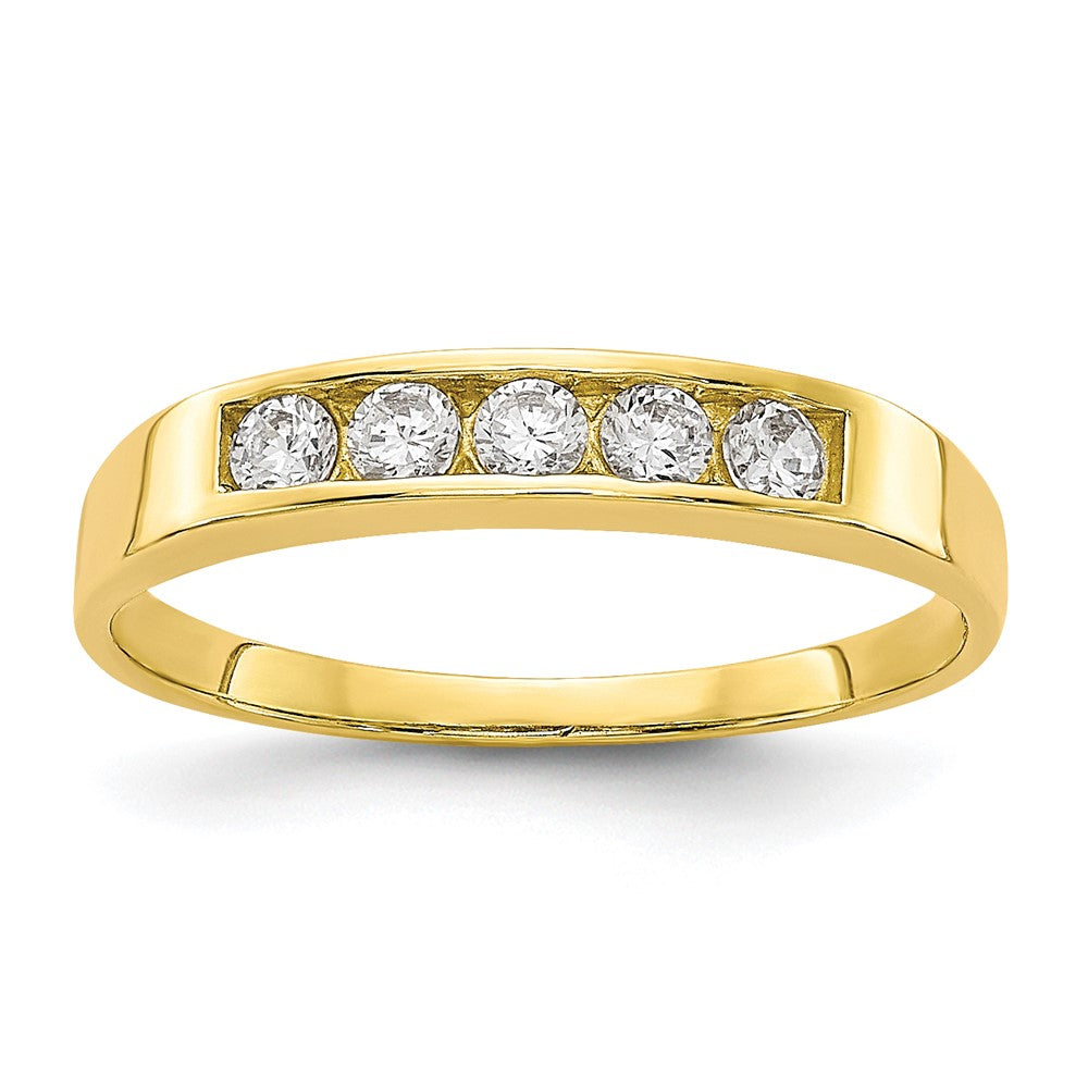 10k Polished 5-Stone CZ Size 3 Baby / Childs Channel Ring