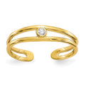10k Bezel-set Clear CZ Toe Ring