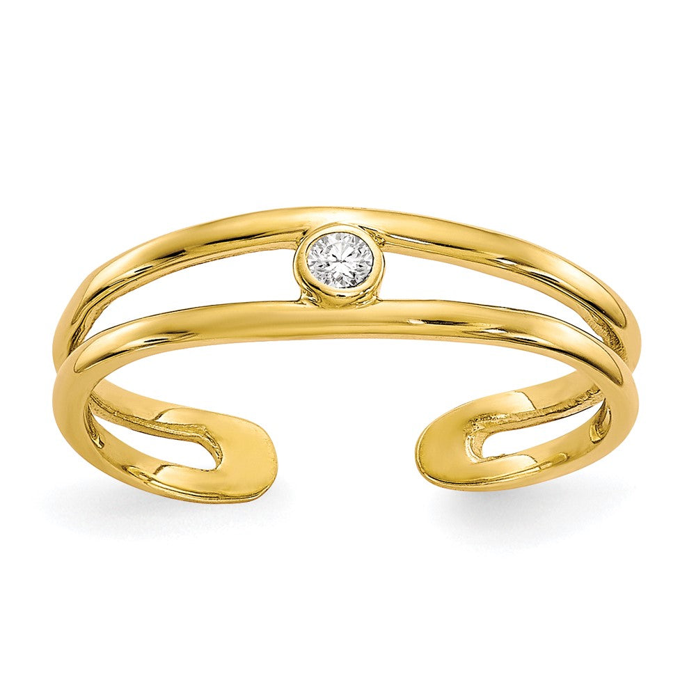 10k Bezel-set Clear CZ Toe Ring