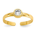 10k Bezel-set 3mm Round Clear CZ Toe Ring