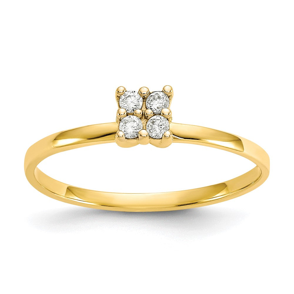 10k 4-Stone Clear CZ Promise Ring, Size 7