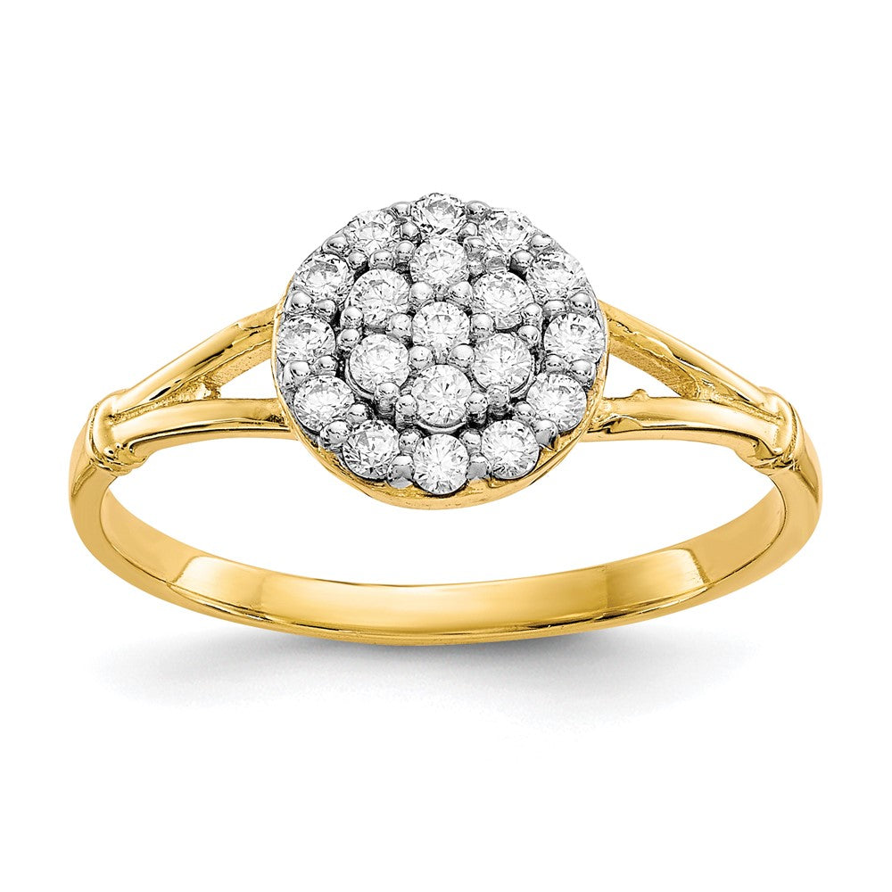 10k Clear CZ Cluster Halo Ring, Size 6