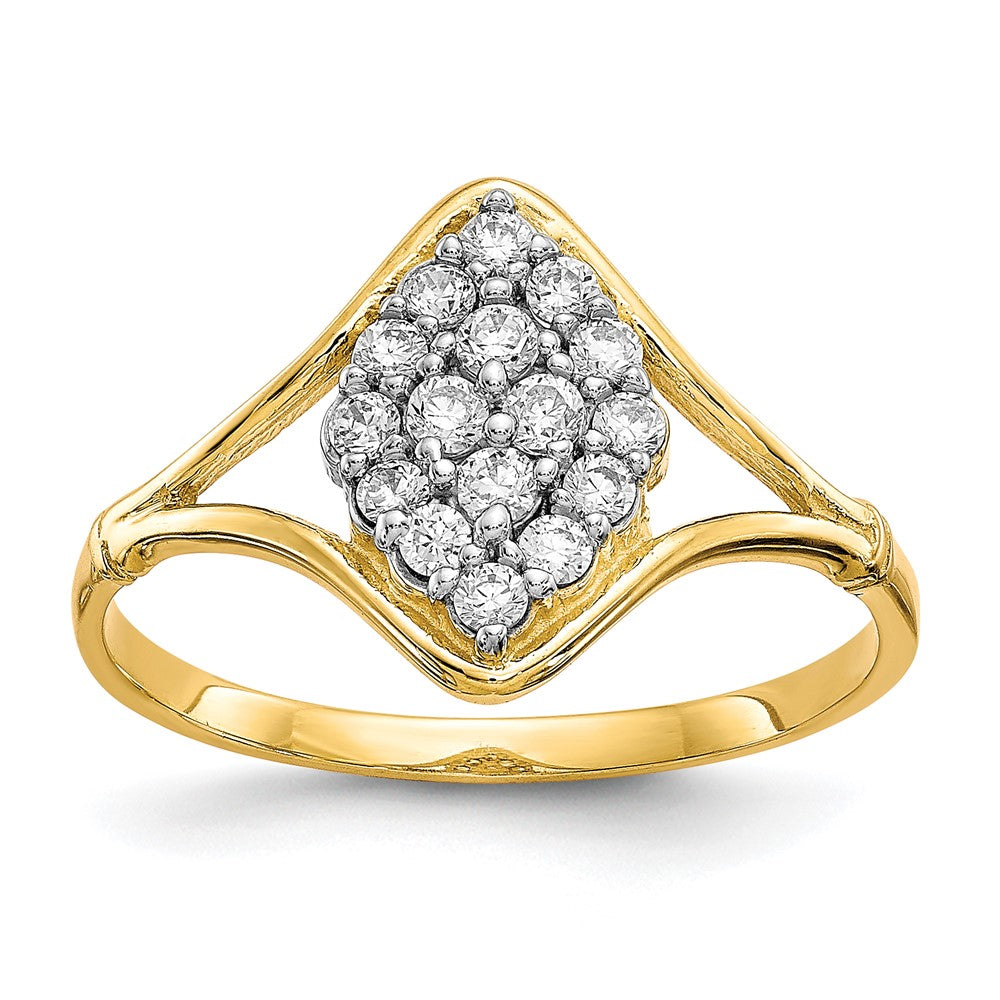 10k Clear CZ Cluster Ring, Size 6