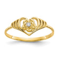 10k CZ Heart Ring, Size 6, 1.07 g