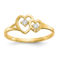 10k Double Heart CZ Ring, Size 6, 1.23 g