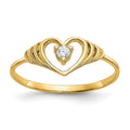 10k CZ Heart Ring, Size 6, 0.92 g