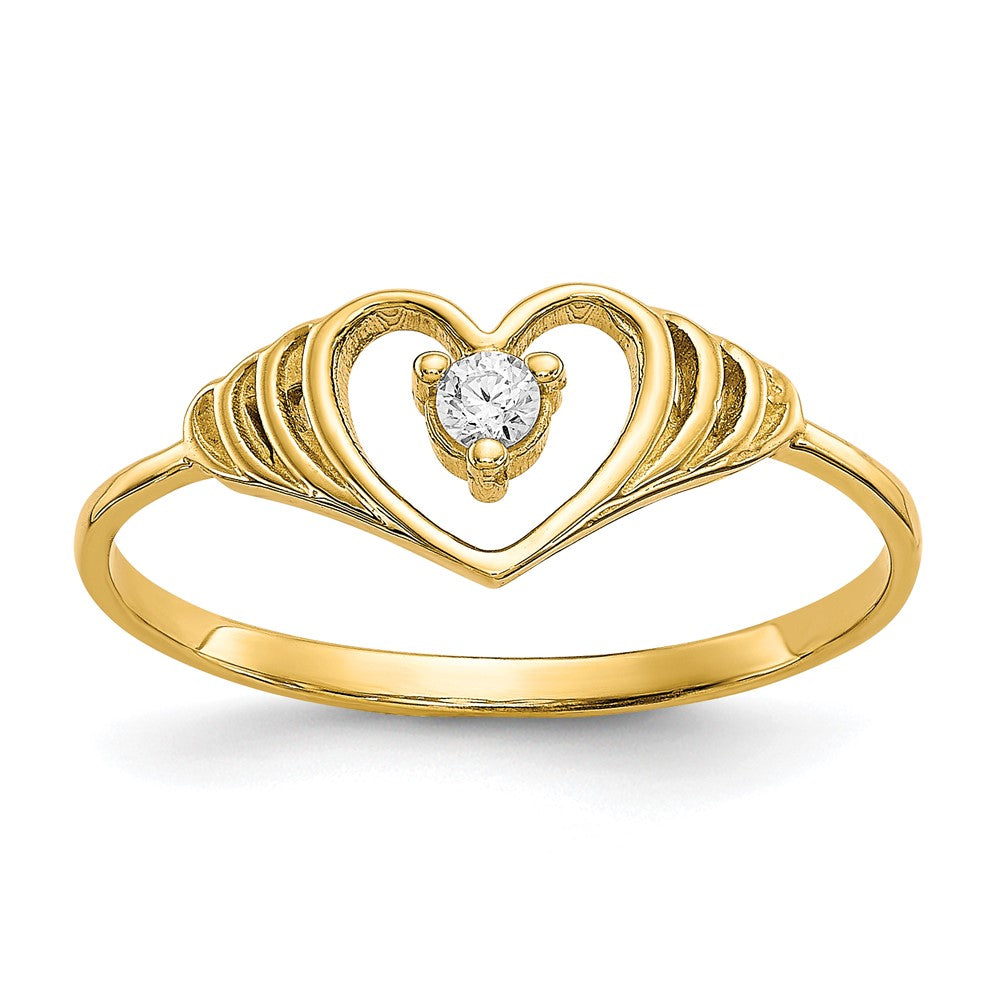 10k CZ Heart Ring, Size 6, 0.92 g