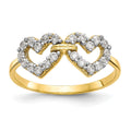 10k Double Heart CZ Ring, Size 6, 1.5 g