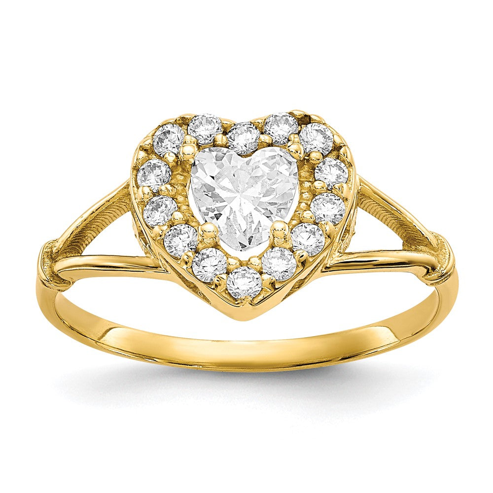 10k CZ Heart Halo Ring, Size 7