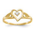 10k CZ Heart Ring, Size 6, 1.12 g