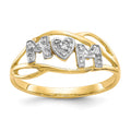 10K and White Rhodium MOM CZ Ring, Size 7