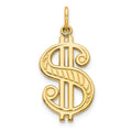 10k Solid Polished Dollar Sign Charm, 30 x 11 mm