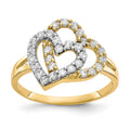 10K and White Rhodium Double Heart CZ Ring, Size 6, 1.79 g