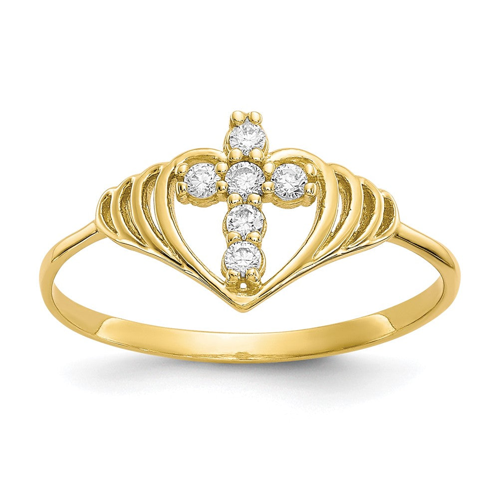 10k CZ Cross Ring, Size 6, 0.84 g
