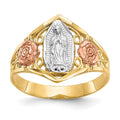 10k Two-tone and White Rhodium Our Lady of Guadalupe Ring, Size 6