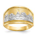 10k and White Rhodium Ladies Last Supper Ring, Size 6