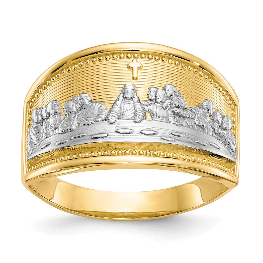 10k and White Rhodium Ladies Last Supper Ring, Size 6
