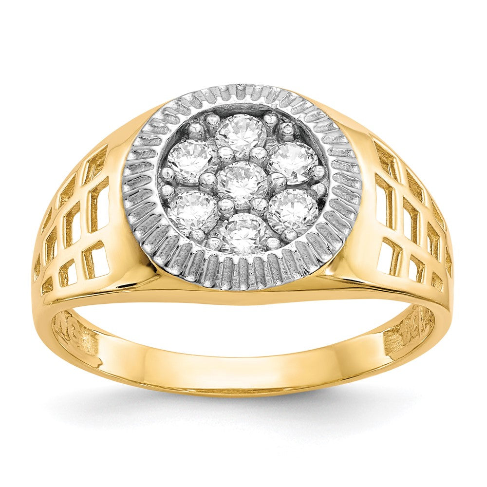 IB Goodman 10k and White Rhodium Mens CZ Cluster Ring
