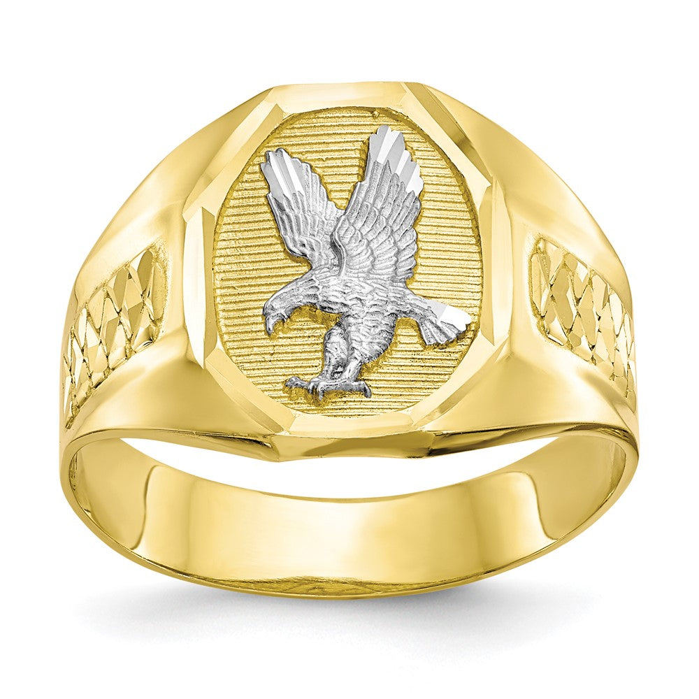 IB Goodman 10k and White Rhodium Mens Eagle Ring, 3.48 g