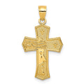 10K Passion Cross with Jesus Face Reversible Pendant, 28 x 16 mm