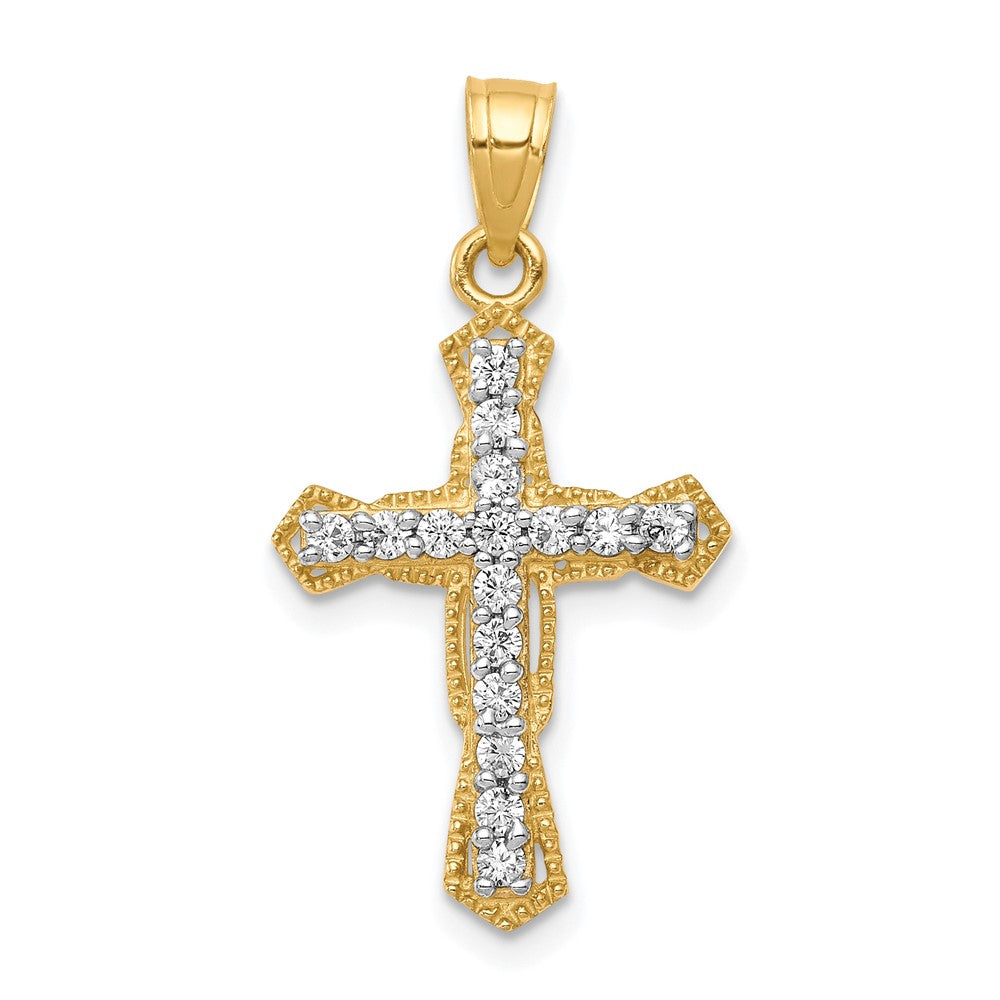 10k CZ Cross Pendant, 25 x 16 mm