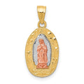 10K Two-Tone and White Rhodium Oval Our Lady Of Guadalupe Pendant, 22.09 mm