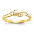 10k Double Heart CZ Ring, Size 7, 0.96 g