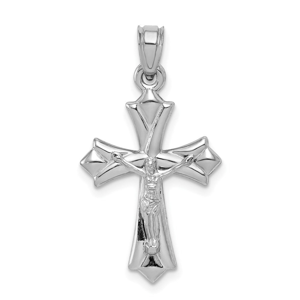 10k White Gold Reversible Crucifix / Cross Pendant, 25.5 x 15.92 mm