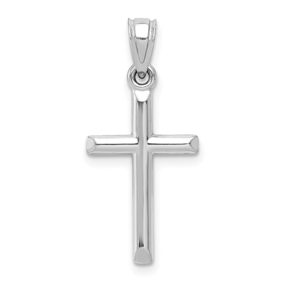 10k White Gold Polished Hollow Cross Pendant, 19 x 11.88 mm