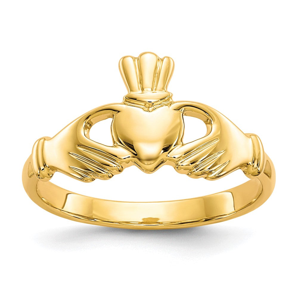 10k Polished Ladies Claddagh Ring, Size 6.5