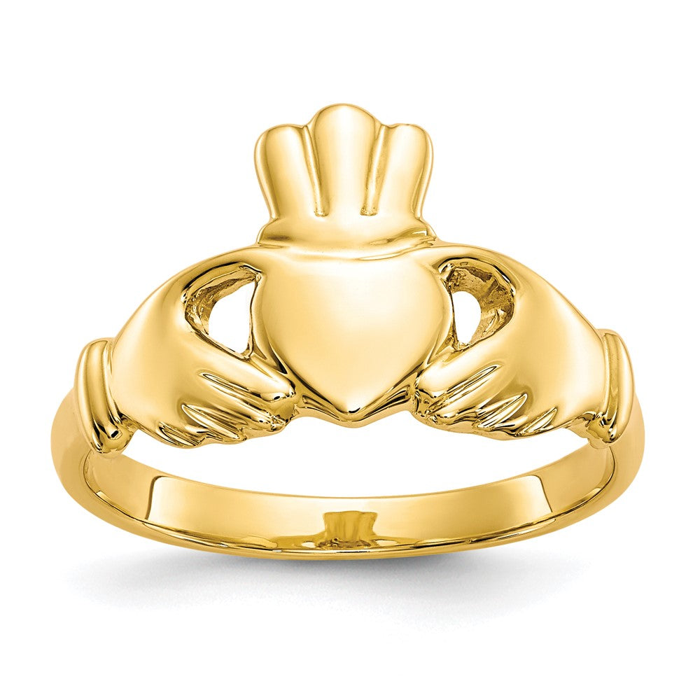 10k Polished Ladies Claddagh Ring, Size 7, 2.53 g