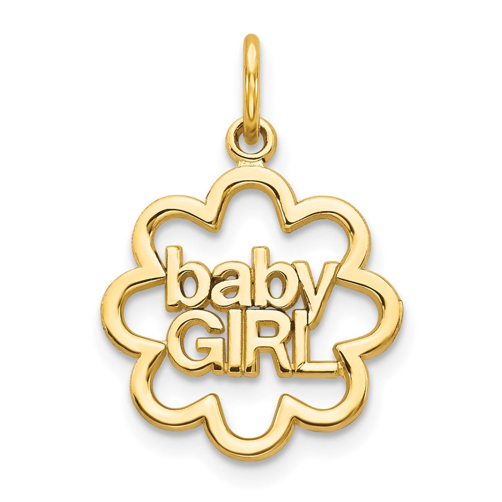 10k BABY GIRL Charm, 22 x 16 mm