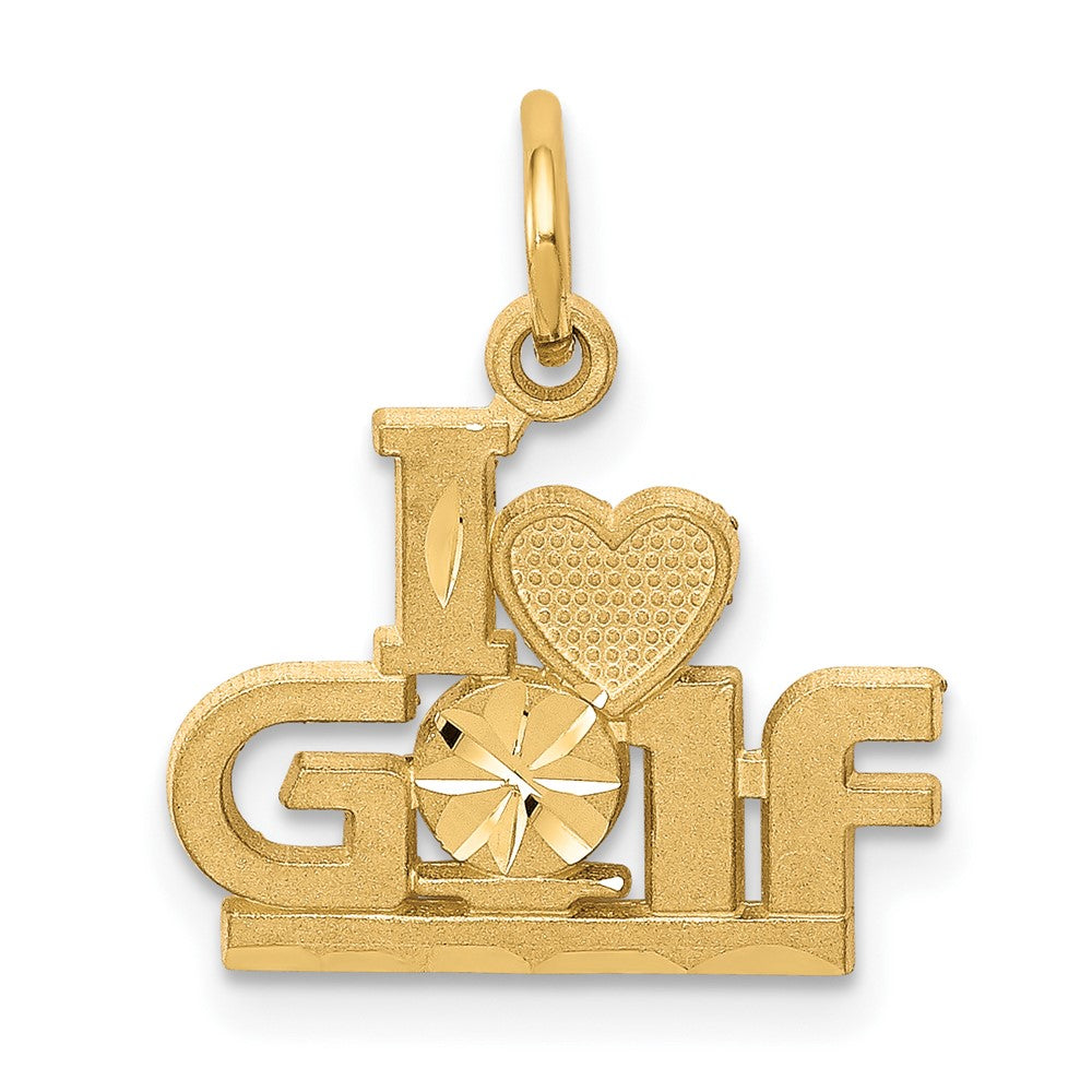 10K I Heart GOLF Charm, 18 x 14 mm
