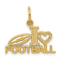 10k I Heart FOOTBALL Charm, 20 x 21 mm