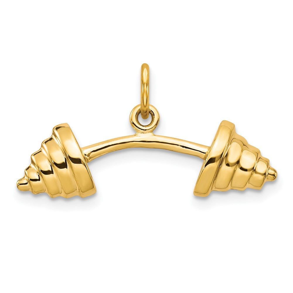 10k Solid Barbell Charm, 15 x 26 mm