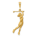 10K Satin Diamond-cut Female Golfer Charm, 40 x 16 mm