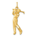 10K Satin Diamond-cut Male Golfer Charm, 30 x 12 mm
