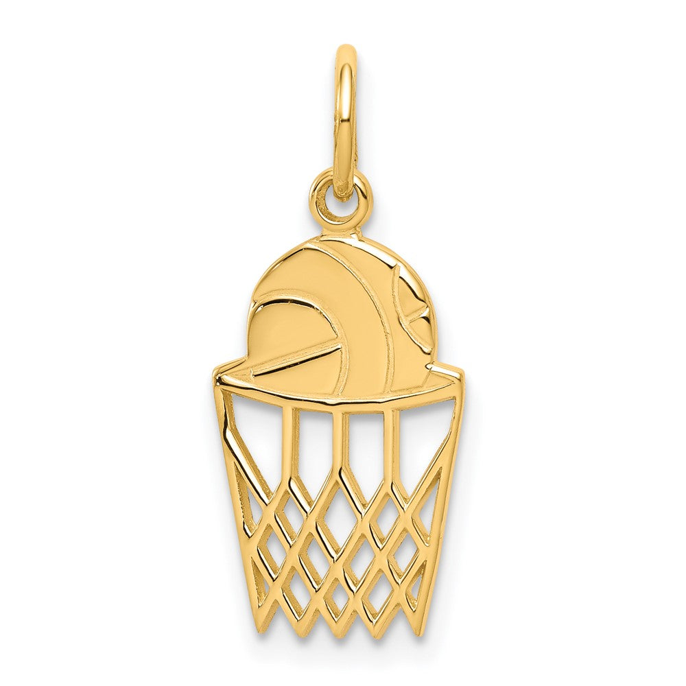 10K Basketball and Net Charm, 22 x 10 mm