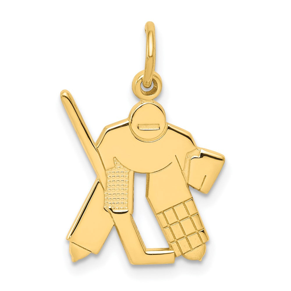 10K Hockey Goalie Charm, 22 x 16 mm