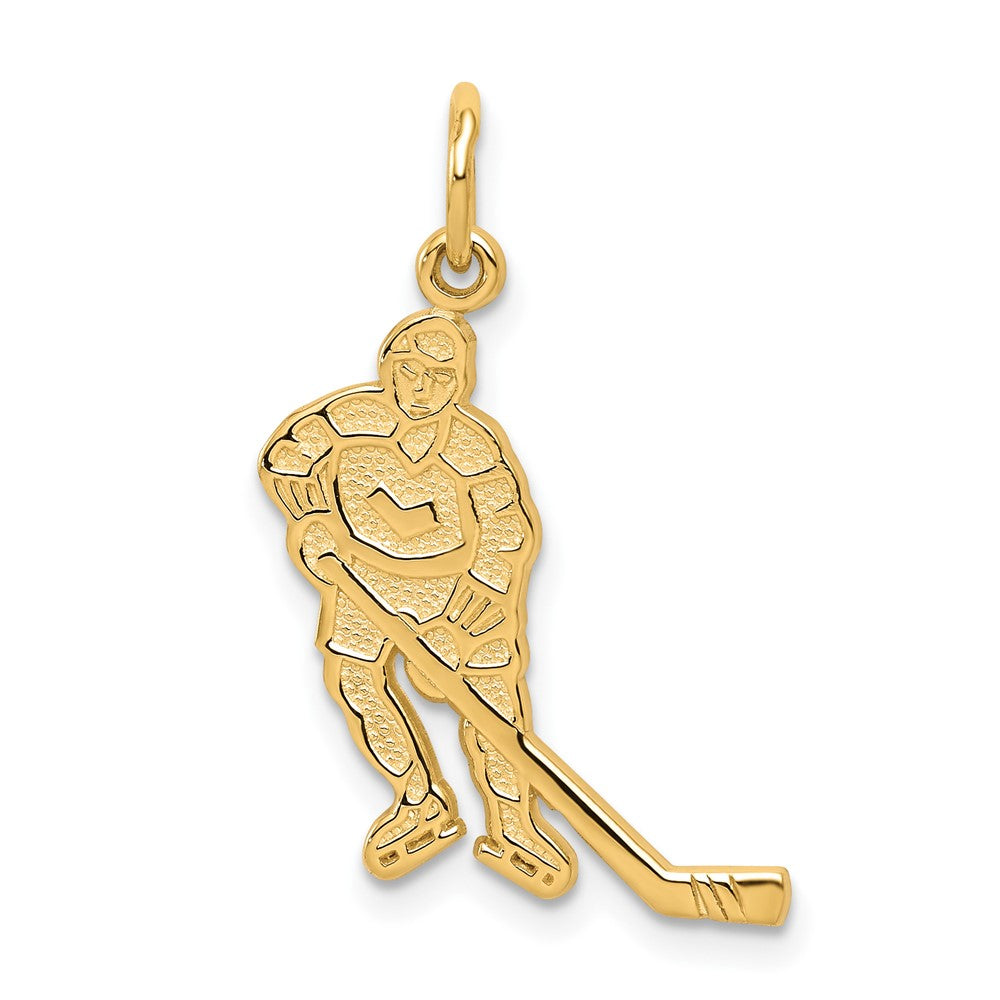 10K Hockey Player Charm, 25 x 13 mm