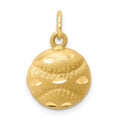 10K Satin Diamond-cut Baseball Charm, 20 x 11 mm