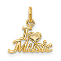 10K I Heart MUSIC Charm, 15 x 13 mm