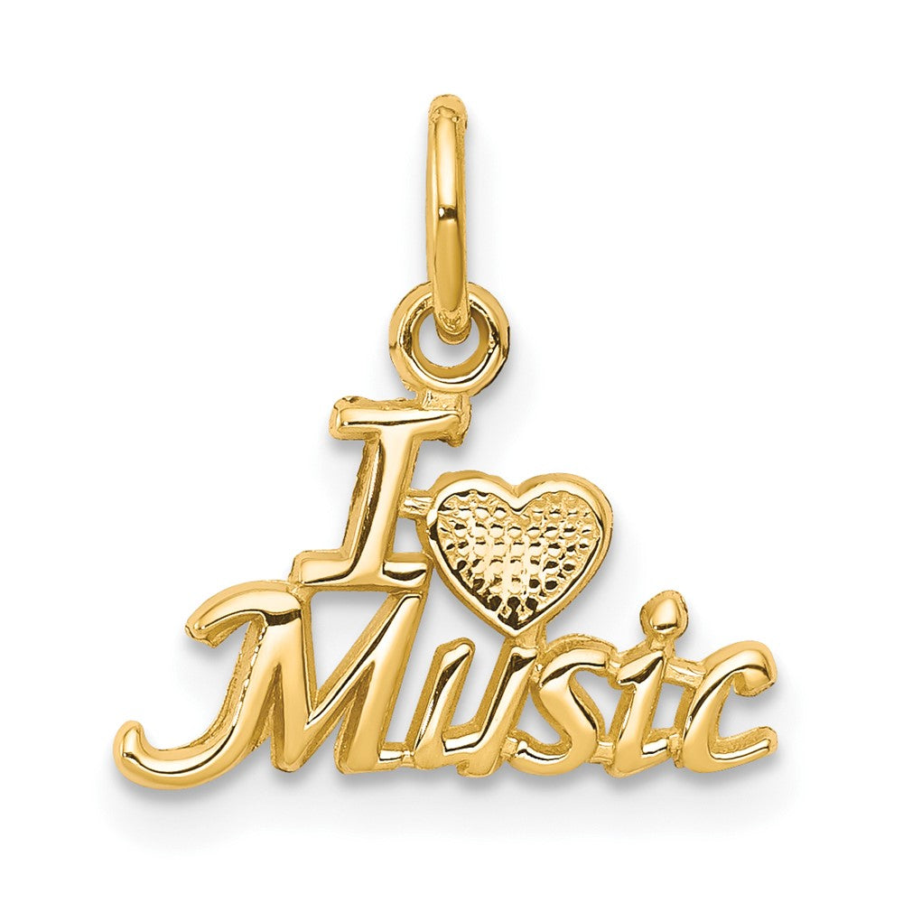 10K I Heart MUSIC Charm, 15 x 13 mm