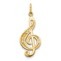 10k Treble Clef Charm, 30 x 11 mm