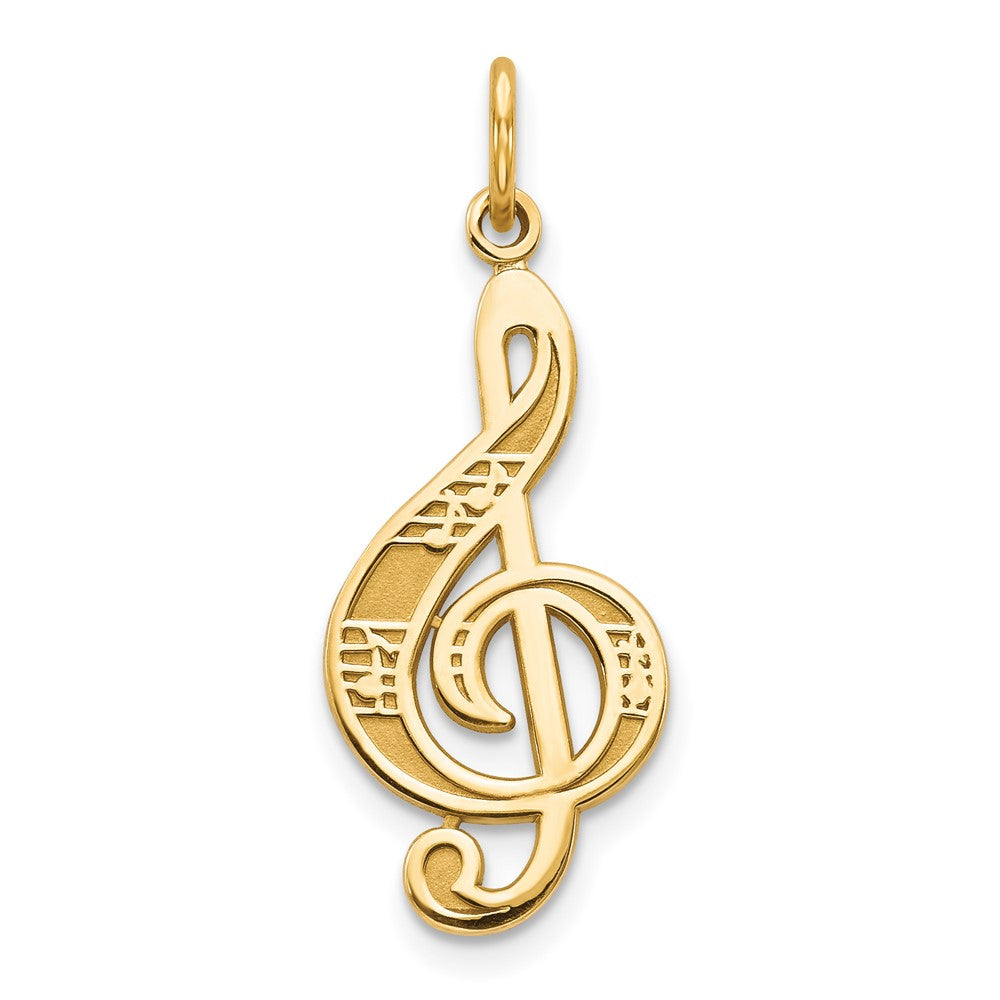 10k Treble Clef Charm, 30 x 11 mm