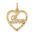 10K Polished LOVE in Heart Pendant, 20 x 23 mm