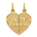 10K BEST FRIEND 2-Piece Break-Apart Heart Charm, 22 x 16 mm