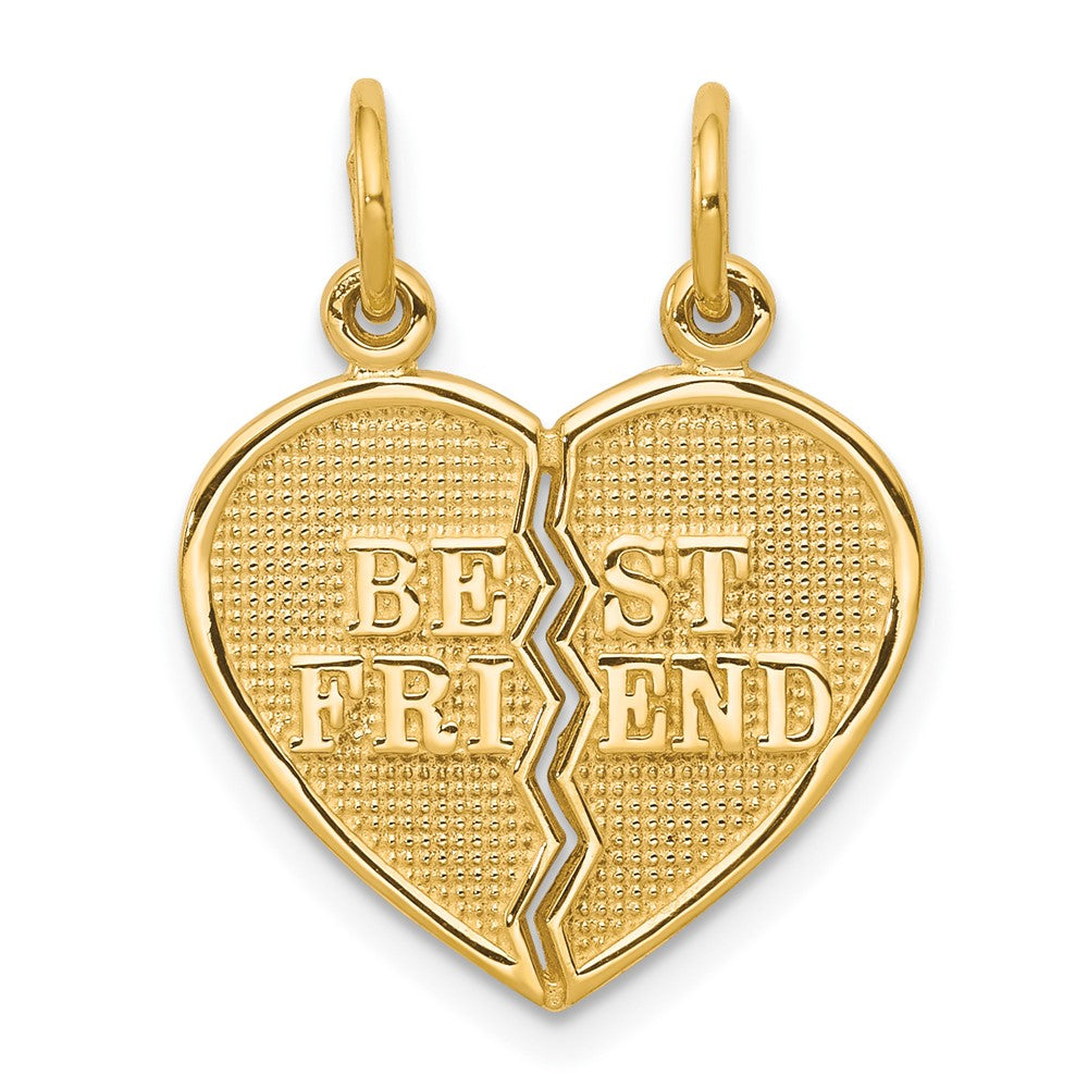 10K BEST FRIEND 2-Piece Break-Apart Heart Charm, 22 x 16 mm