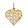 10k Basketweave Heart Charm, 20 x 12 mm